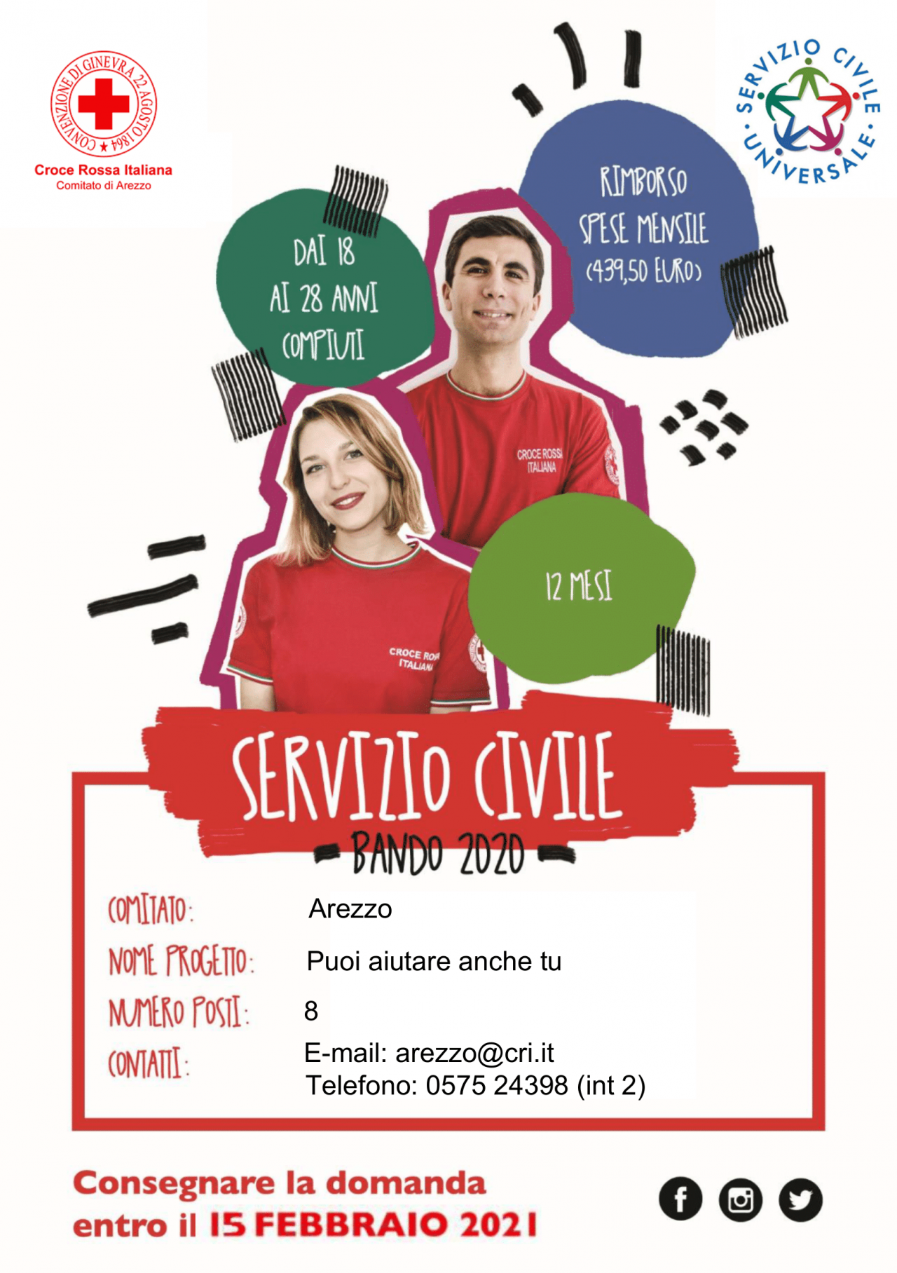 Bando Servizio Civile Universale - Progetto «PUOI AIUTARE ANCHE TU» per il territorio di Arezzo